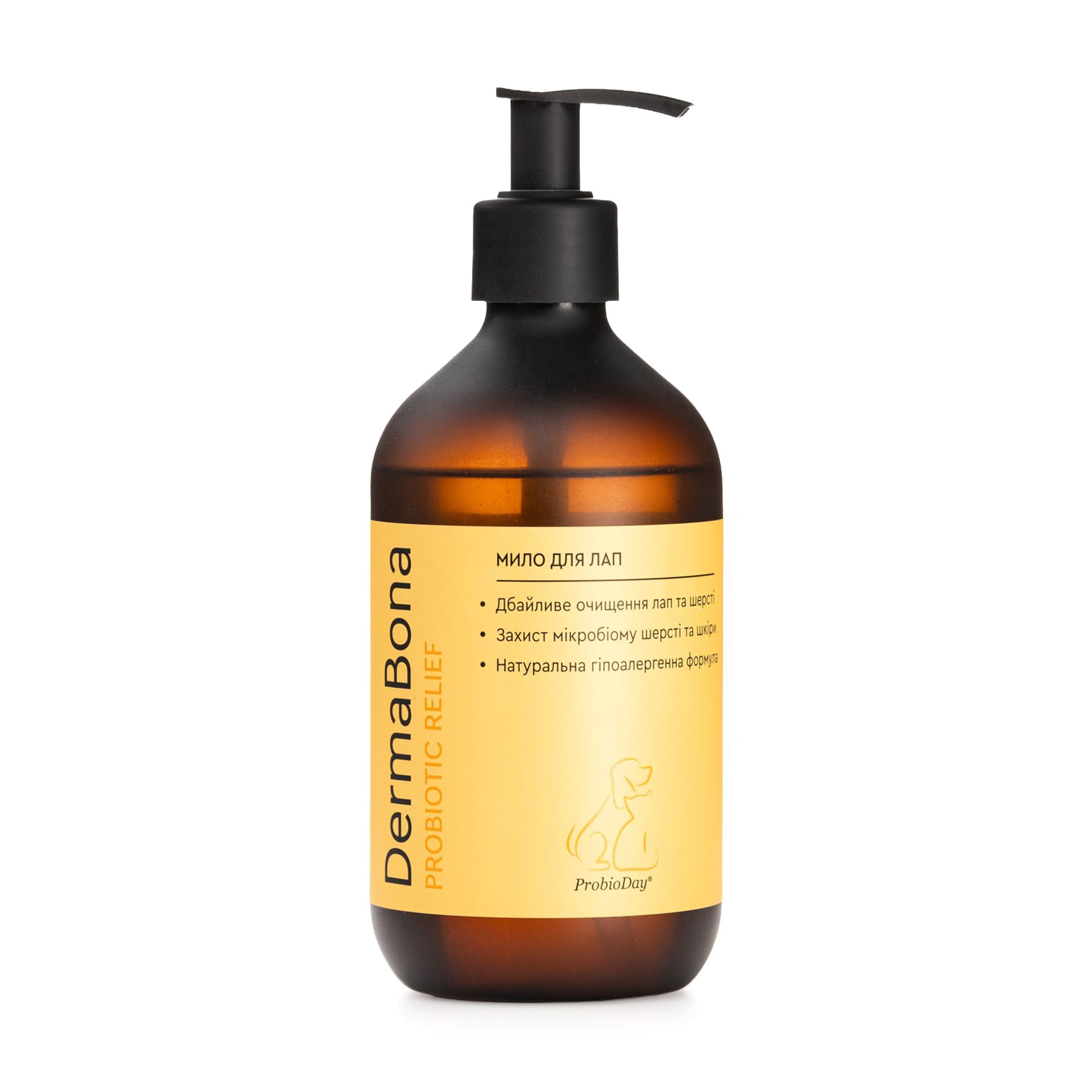 Рідке мило для догляду за лапами котів та собак ProbioDay DermaBona Probiotic Relief з пробіотиками,  500 мл